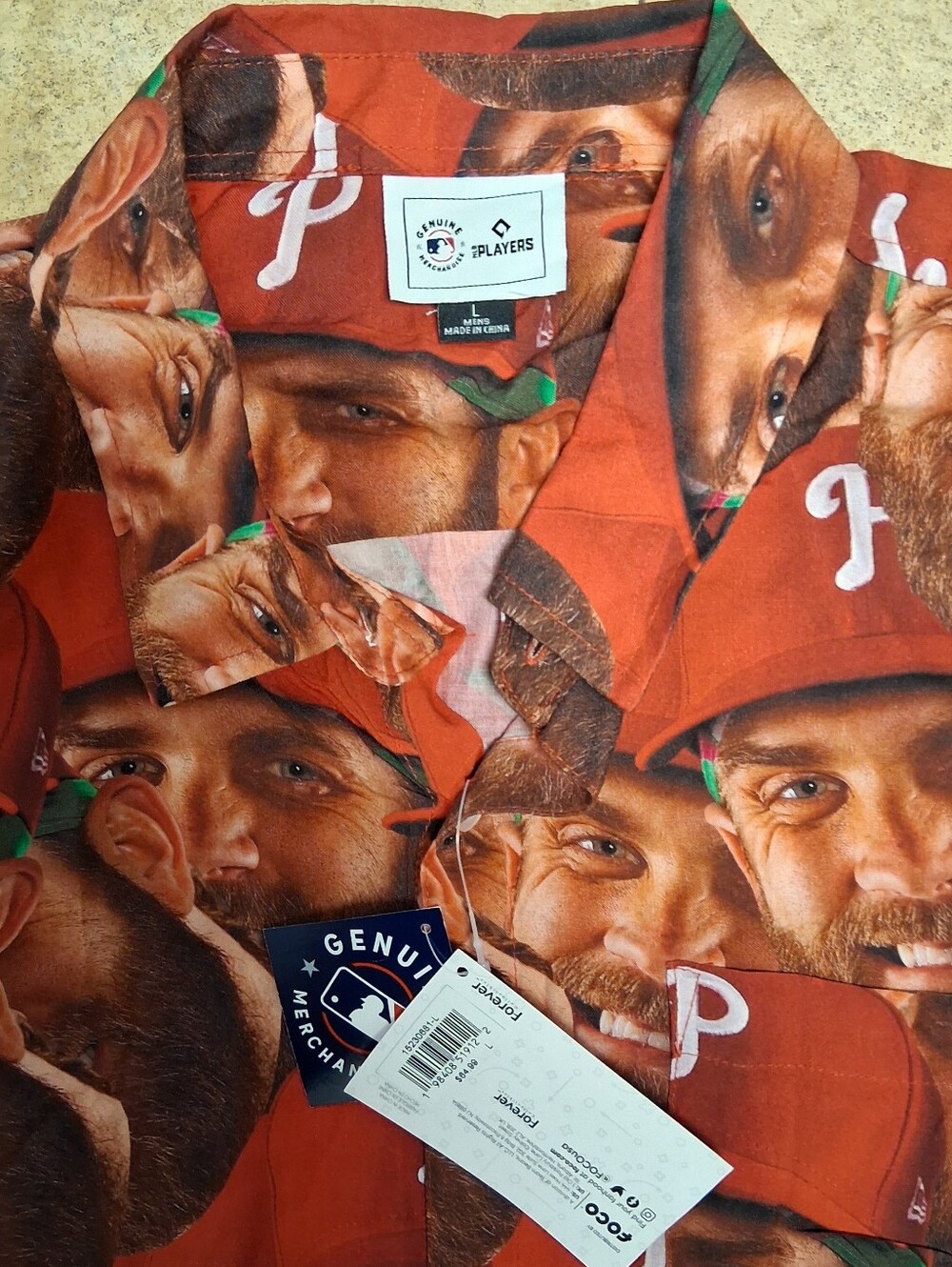 NWT Bryce Harper Forever Collectibles Phillies Face Sublimated Shirt(Mens Large) - Picture 4 of 6